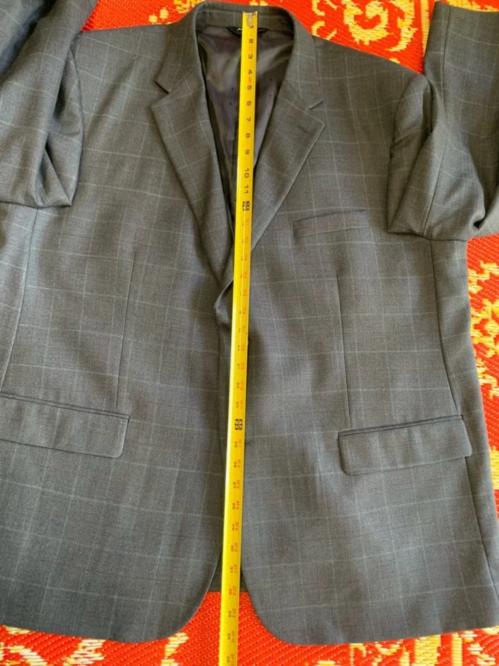 Joseph & Feiss 100% Wool Gray Windowpane Plaid Sport Coat‎ Blazer Jacket SZ 52R